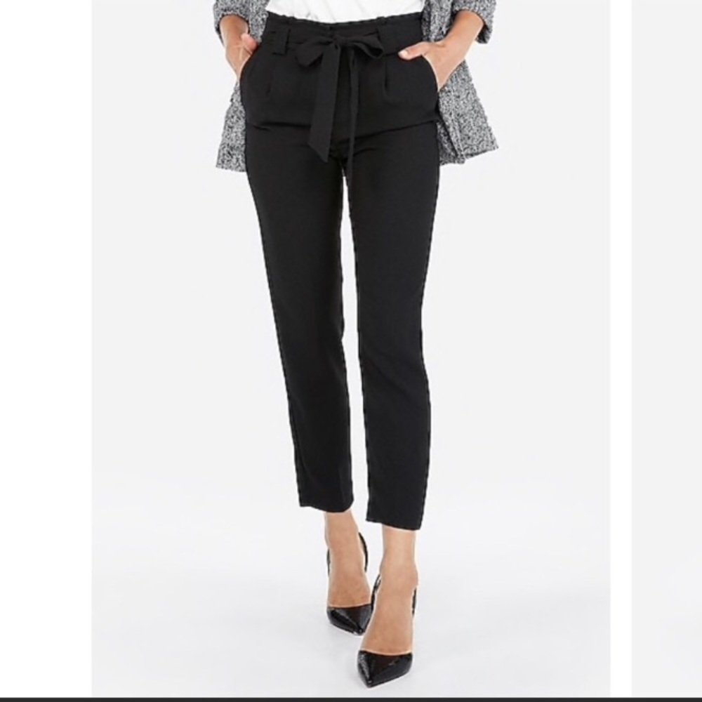 Black high waist paper bag pants from Express